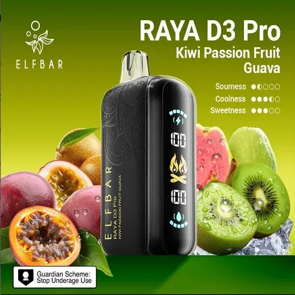 Elf Bar Raya D3 Pro – Kiwi Passion Fruit Guava - Vape Shop Surat