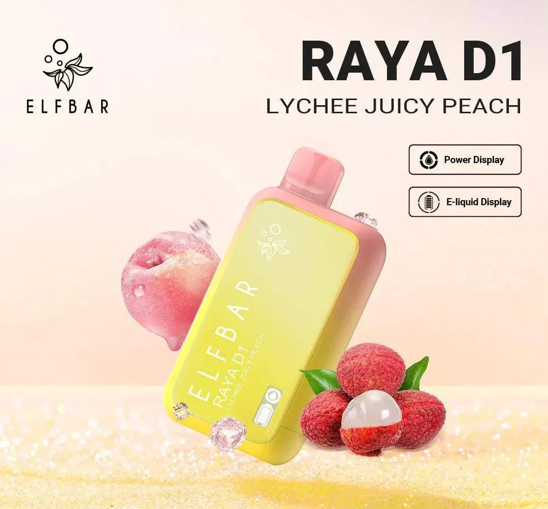 ELF BAR RAYA D1 – Lychee Juicy Peach - Vape Shop Surat