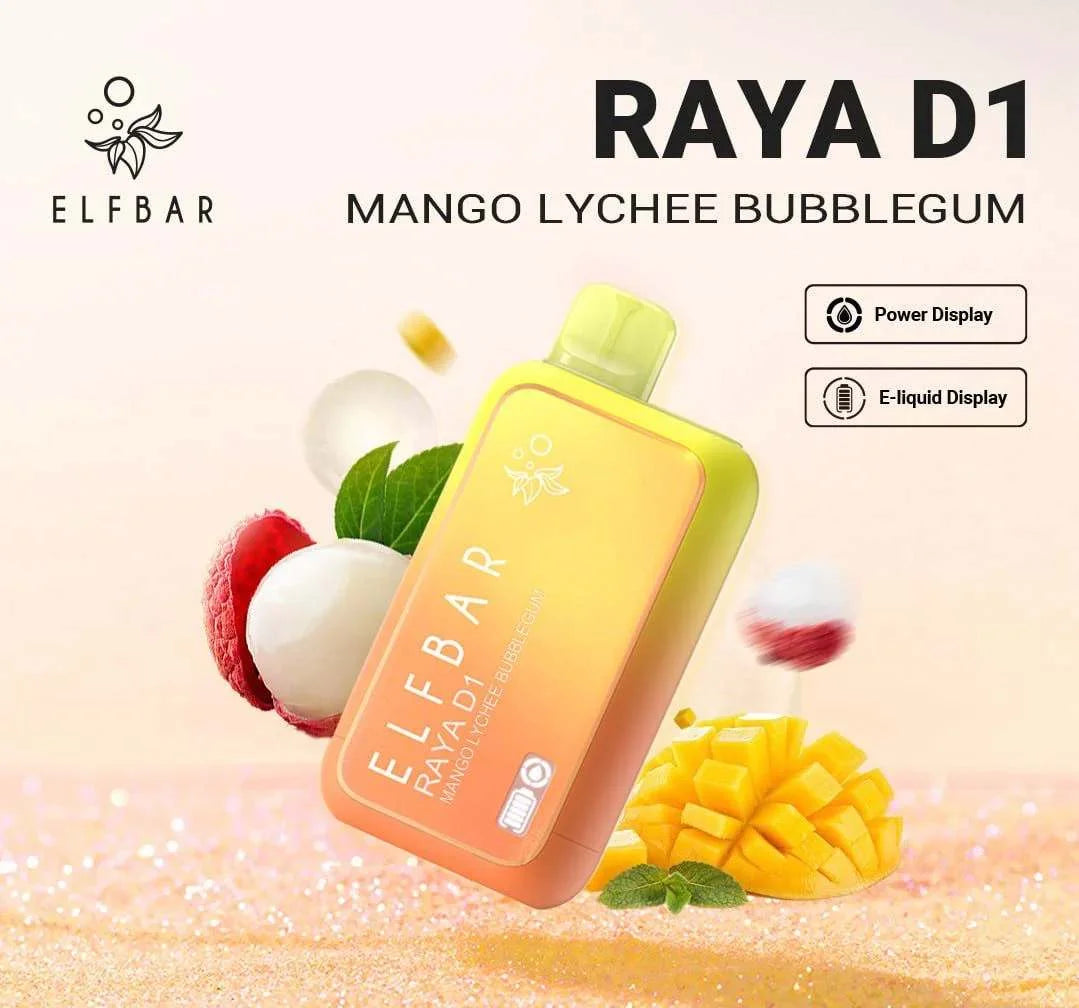 ELF BAR RAYA D1 – Mango Lychee Bubblegum - Vape Shop Surat