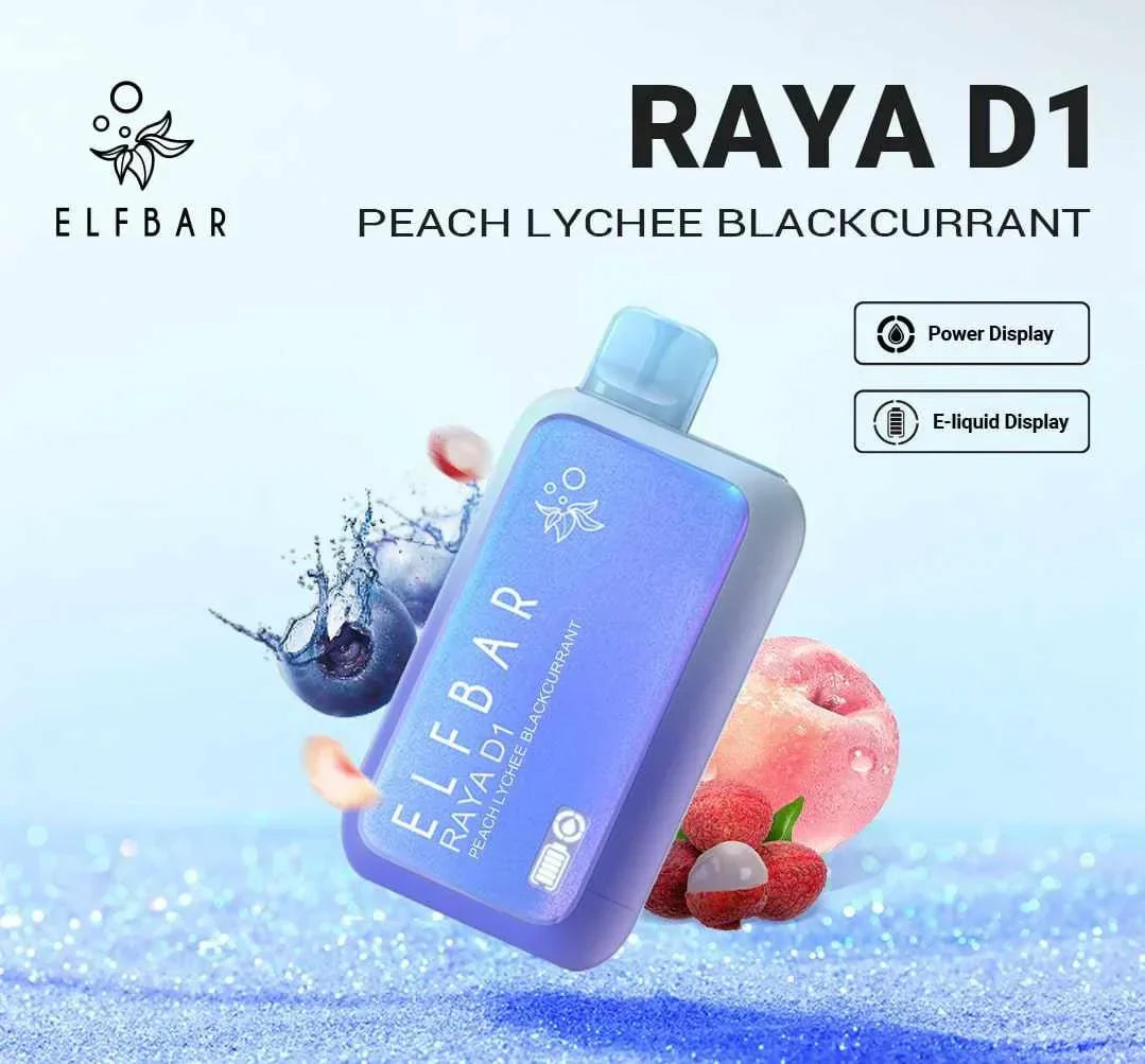 ELF BAR RAYA D1 – Peach Lychee Blackcurrant - Vape Shop Surat